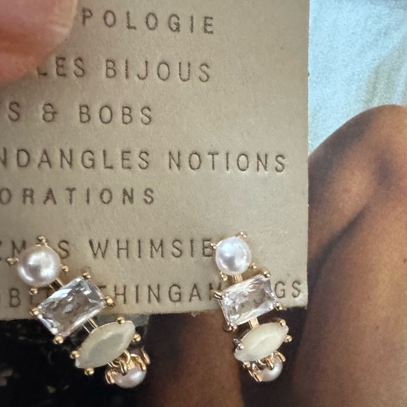 New - Anthropologie dangle  earring with stones - Picture 3 of 4